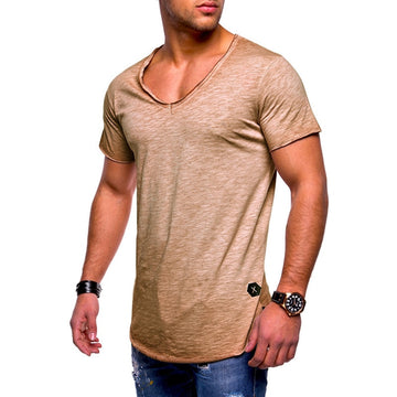 Brand New Men's t shirts Short Sleeve V-Neck Solid Color Men T-Shirt Casual V Collar Man T-Shirt Tops Tees For Male